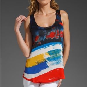 BB Dakota colorful graphic print silky tank xs Host Pick!